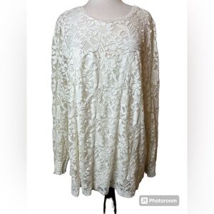 Torrid Tunic Lace Ivory Size 3 Long Bell Sleeves Lined Romantic Cottagecore
